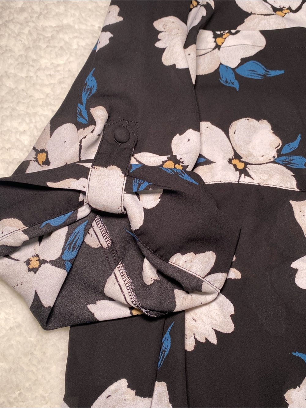 torrid Black Floral Blouse with White and Blue Flowers - Picture 3 of 4